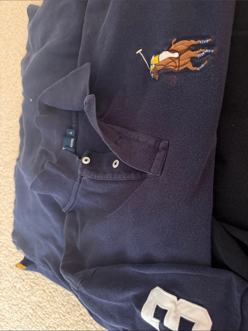 Authentic Ralph Lauren polo shirts L navy, / royal blue  large pony monogram